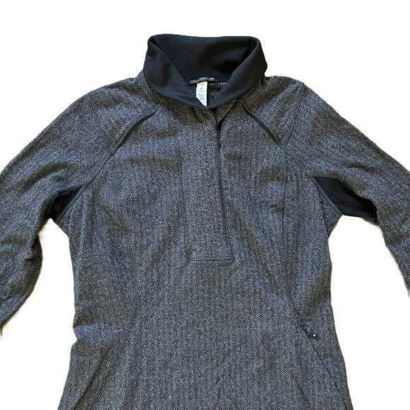 Lululemon Think Fast Pullover Running Shirt Long Sleeve Grey Herringbone Size 8 - Picture 2 of 8